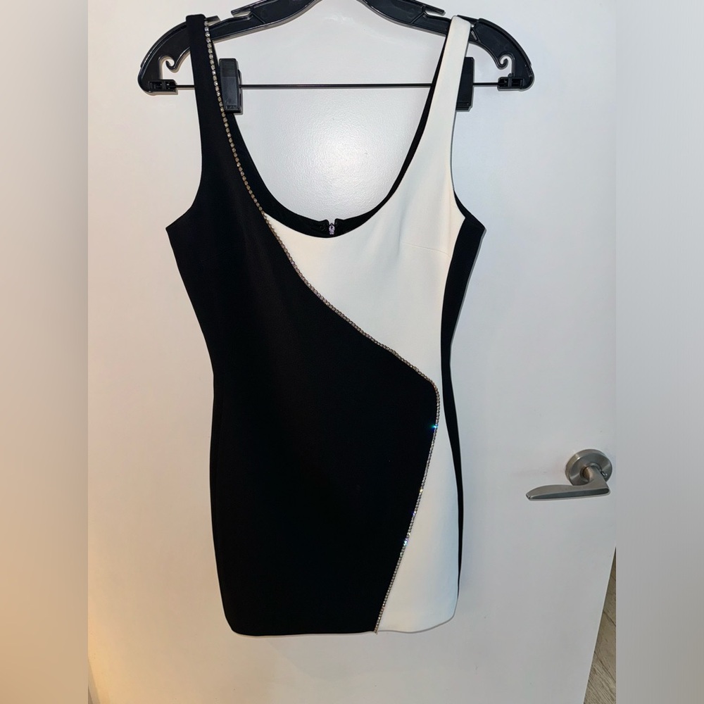 Elegant Black and White Mini Dress